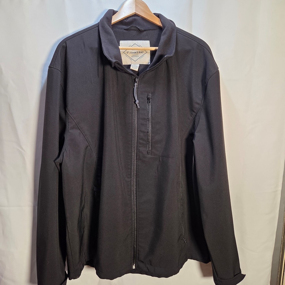 Outdoor Men's St. John's Bay Black Jacket XL Softshell Full Zip Water Resistant